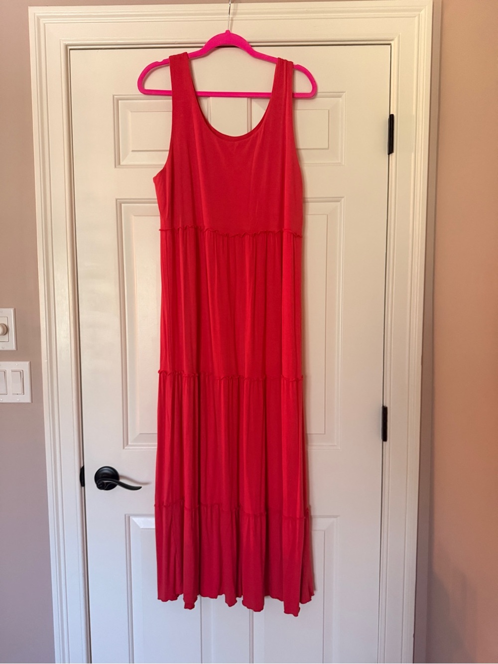 Chico's Coral Sleeveless Tiered Maxi Dress